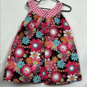Beary Basics floral Sleeveless Dress with Pink Polka Dot Collar size 4T